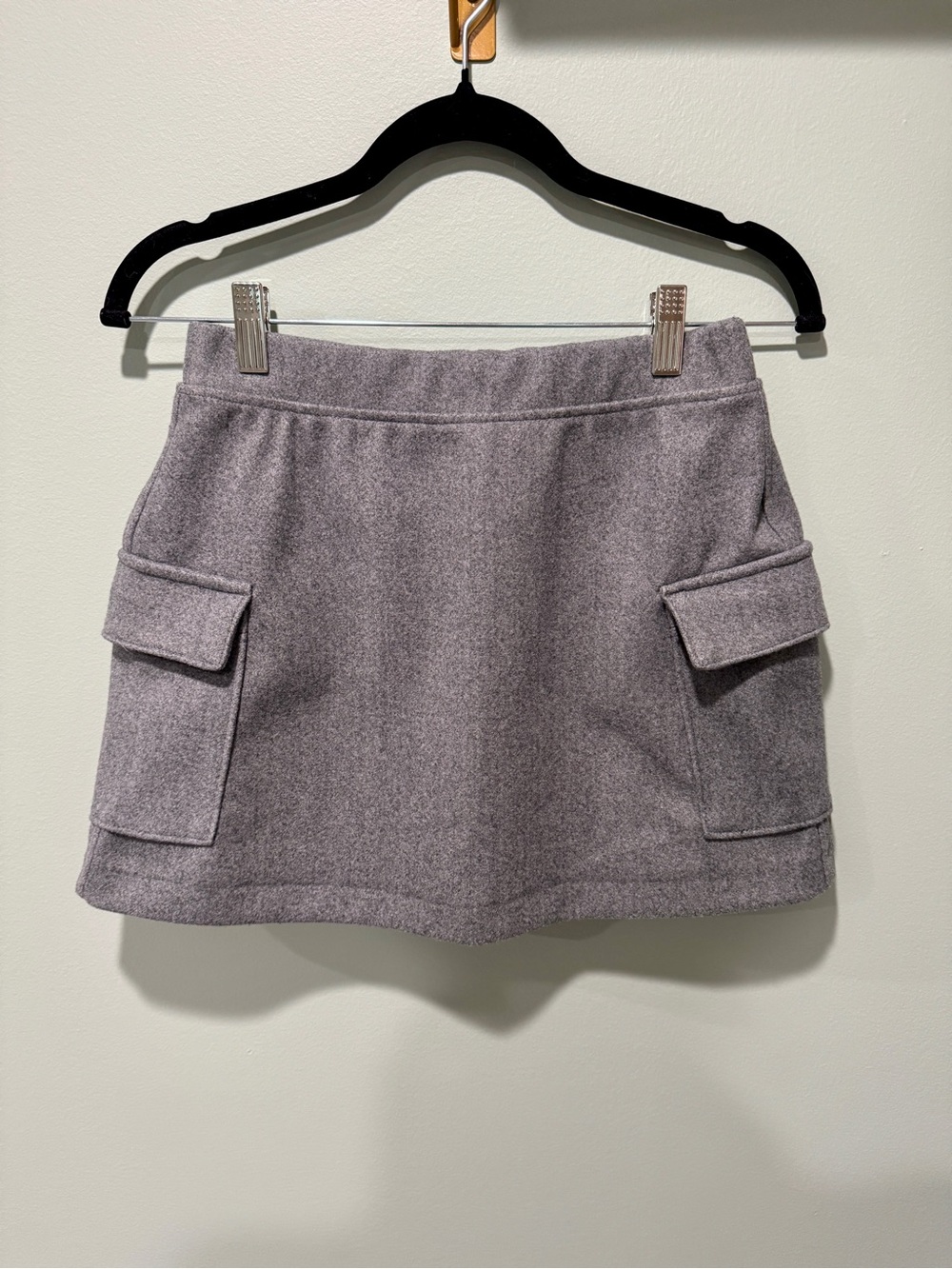 Abercrombie & Fitch Wool-Blend Cargo Pocket Mini Skort in Heather Gray